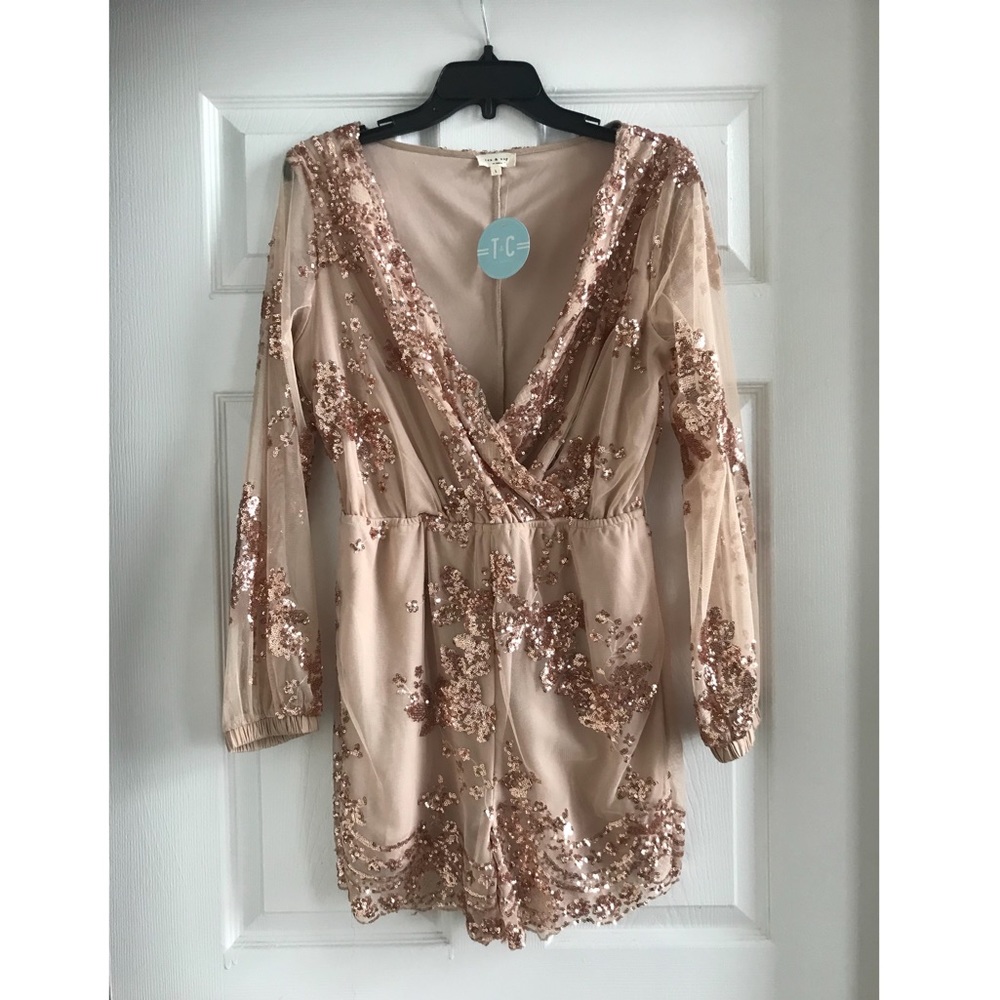 Tea n Cup Rose Gold Sequin Romper